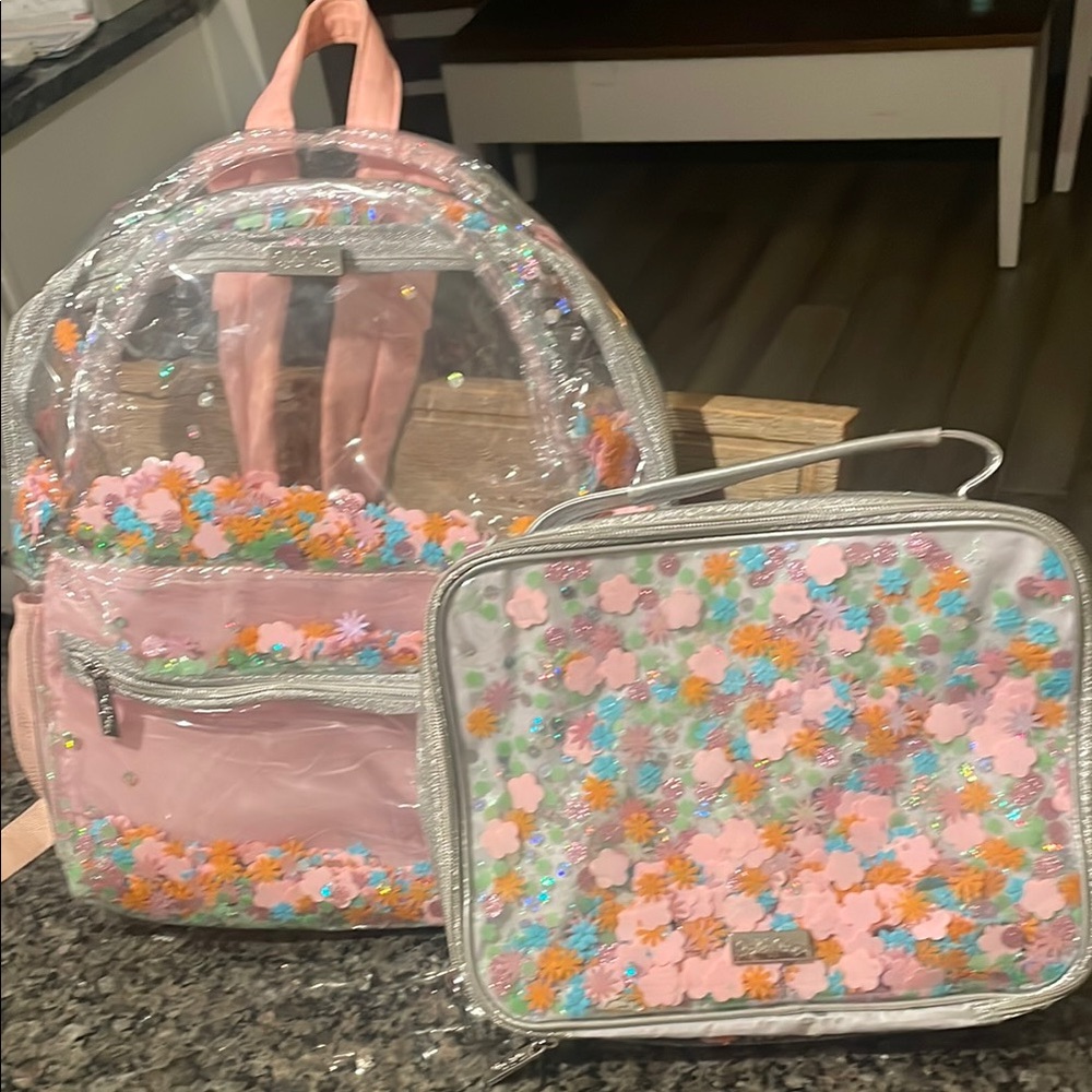 Packed Party Clear Floral Backpack and Lunchbox Set